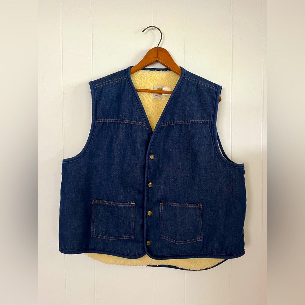 Vintage XL Carhartt Denim Sherpa Vest